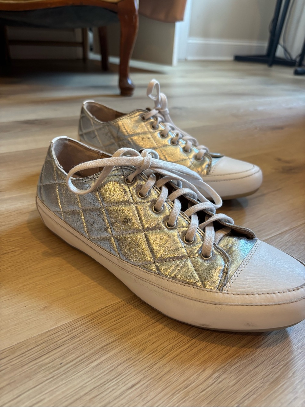 Vionic Quilted Metallic Lace-Up Sneakers in Silver - Picture 5 of 10